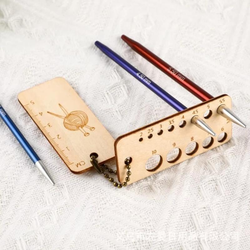 Jauge à Aiguilles à Tricoter En Bois - Mesure Aiguilles Et Crochets - Règle Pouces/cm - Type A