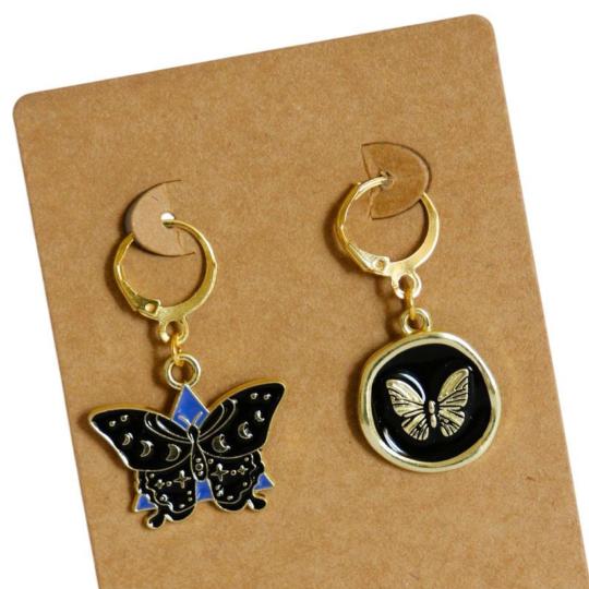 Lot de 2 anneaux Marqueurs de Maille - Papillon Bleu Nuit