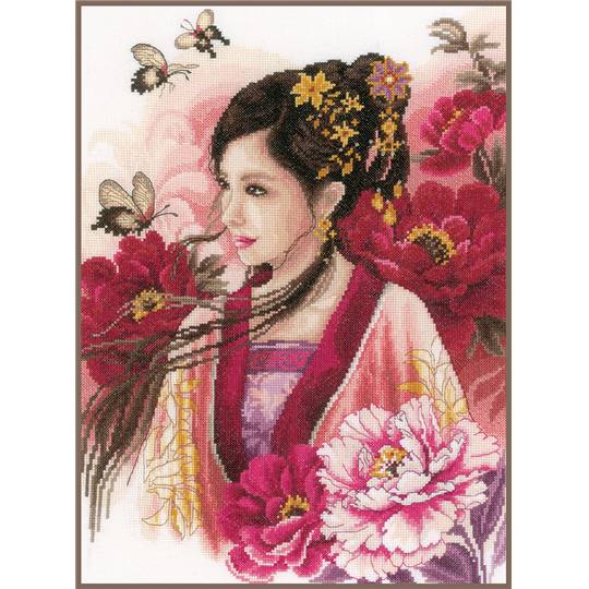 Dame Asiatique en Rose - Kit point de croix - Lanarte