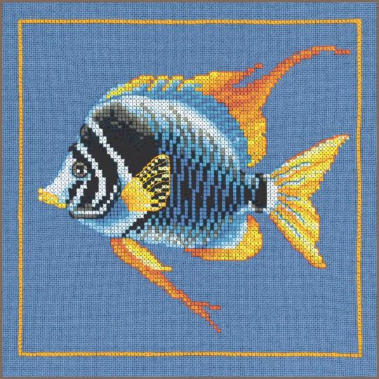 Poisson Zèbre de feu • Kit point de croix - Lanarte