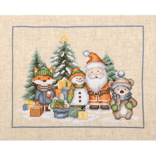 Équipe de Noël - Kit Point Compté avec Cercle à Broder Noël - Vervaco