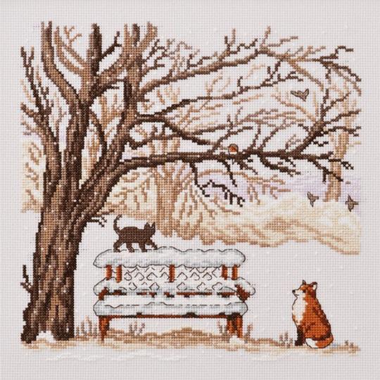 Winter Fox – Kit point de croix Permin of Copenhagen