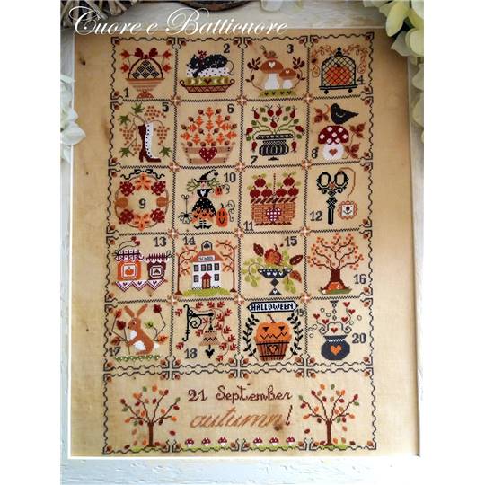 Shabby Autumn Calendar- Fiche point de croix - Cuore e Batticuore