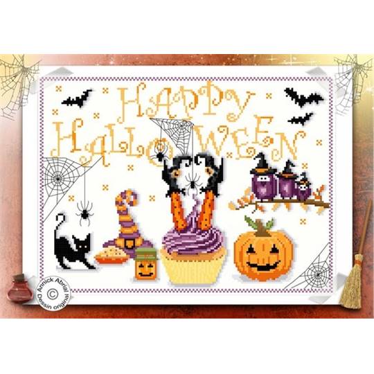 Happy Halloween - Fiche Point de Croix - Annick Abrial