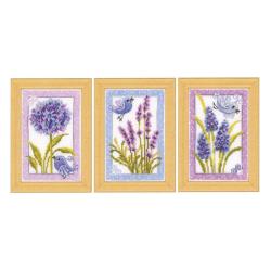 Miniatures Oiseau avec Fleurs lot de 3 - Kits point de croix - Vervaco