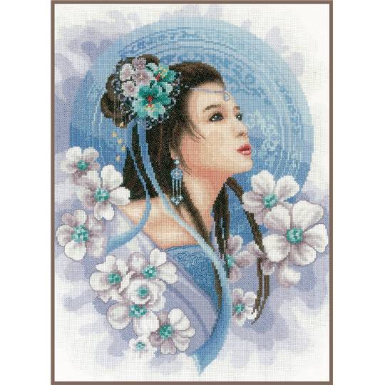 Dame Asiatique en Bleu - Kit point de croix - Lanarte