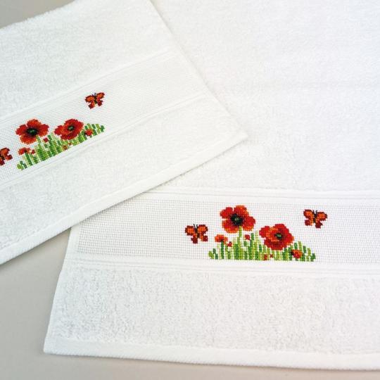 Coquelicots - Kit Serviettes à broder - Permin of Copenhagen