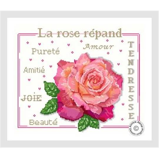 La Rose • Fiche Point de Croix - Annick Abrial