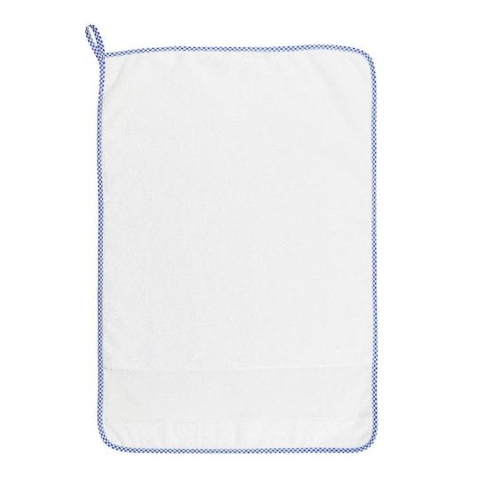 Serviette essuie-mains enfant à broder – Blanc biais bleu