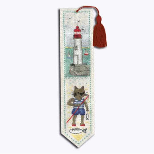 Marque-page Chat Pêcheur – Kit point de croix Bonheur des Dames