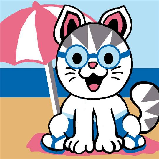 Kit Canevas enfant Chat à la plage - Luc Créations