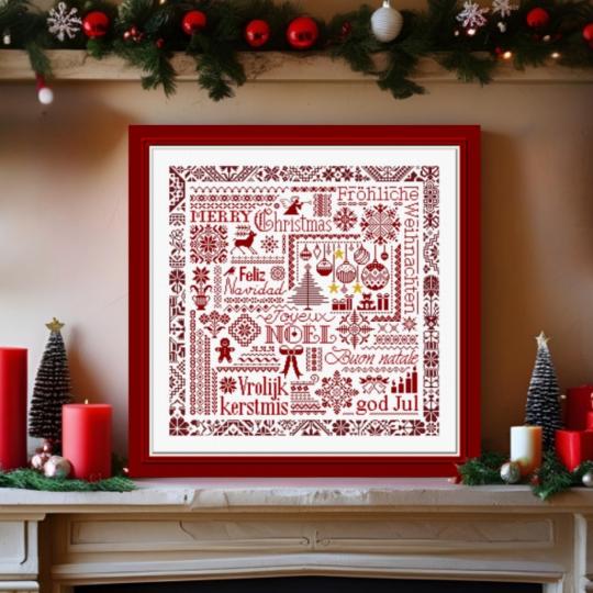 Red Christmas - Fiche point de croix Noël - Jardin Privé