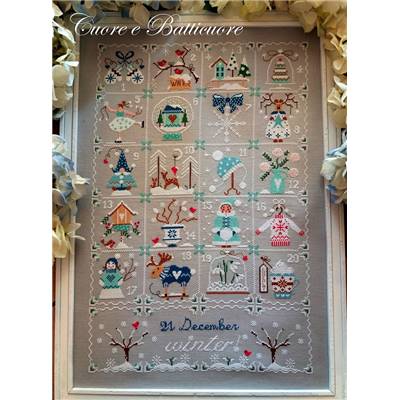 Shabby Winter Calendar - fiche point de croix - Cuore e Batticuore