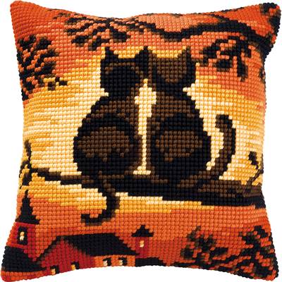 Chats sur une Branche - Kit Coussin Gros trous - Vervaco