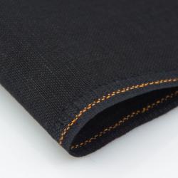 Toile de Lin 12 fils - Noir - 32 x 140 cm 