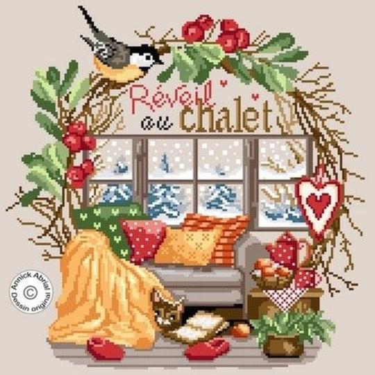 Réveil au Chalet - Fiche Point de Croix - Annick Abrial