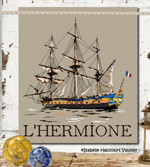 L'Hermione- Fiche point de croix - Isabelle Vautier