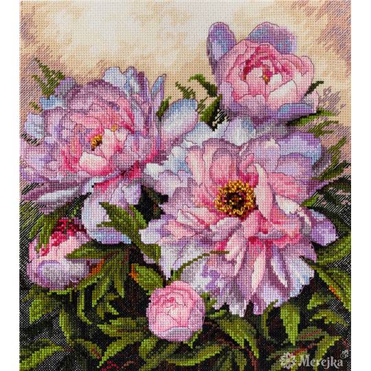Tendres Pivoines - Kit point de croix - Merejka