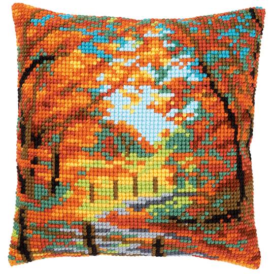 Paysage d'Automne - kit Coussin gros trous - Vervaco