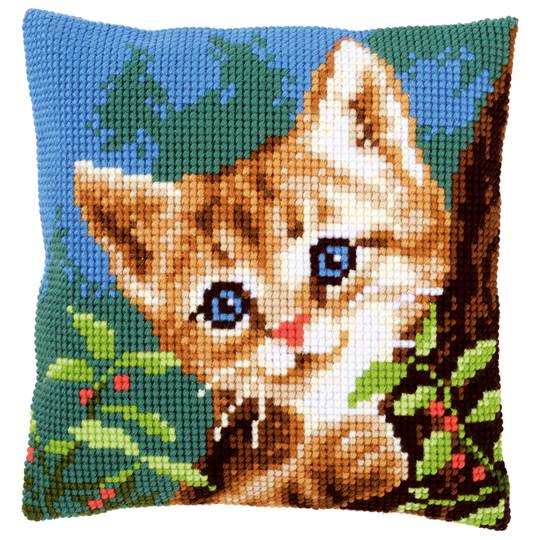 Chat sur un Arbre - kit Coussin gros trous - Vervaco