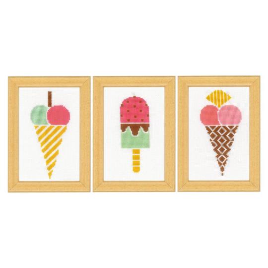 Miniatures Crèmes Glacées lot de 3 - Kits point de croix  - Vervaco
