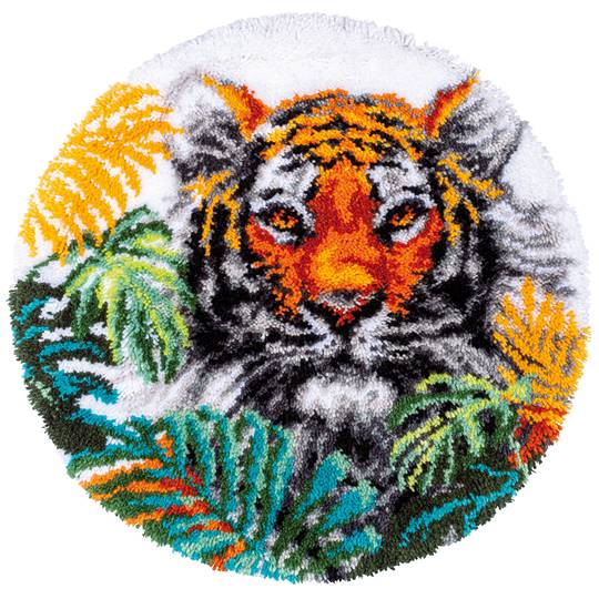 Tigre aux Feuilles - Kit Tapis Point Noué  - Vervaco