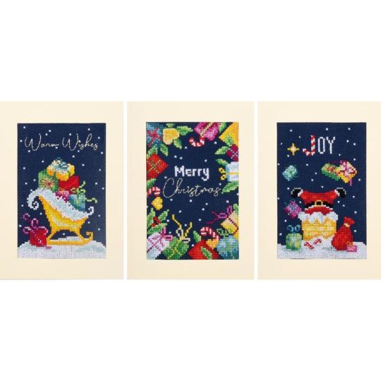 Kit Cartes à broder Voeux de Noël - Vervaco