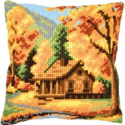 Kit coussin point de croix Paysage d'automne – Vervaco