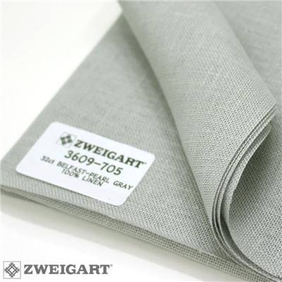 Toile de Lin 12 fils - Gris Argent - 16 x 140 cm 