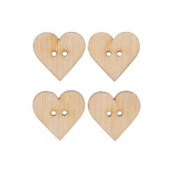Boutons en bois Coeurs x 4 • 26 x 25 mm - Rico Designs