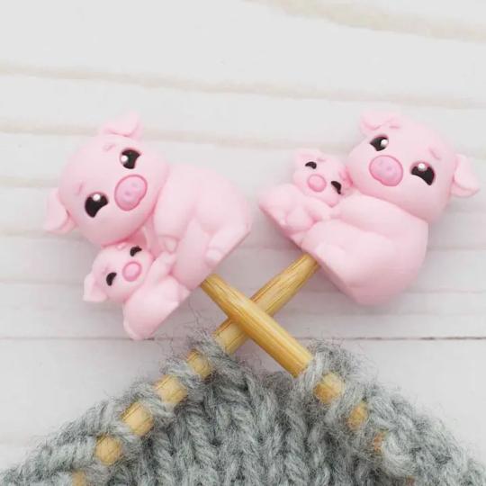2 Protège-pointes pour Aiguilles et Crochets - Maman cochon et son petit