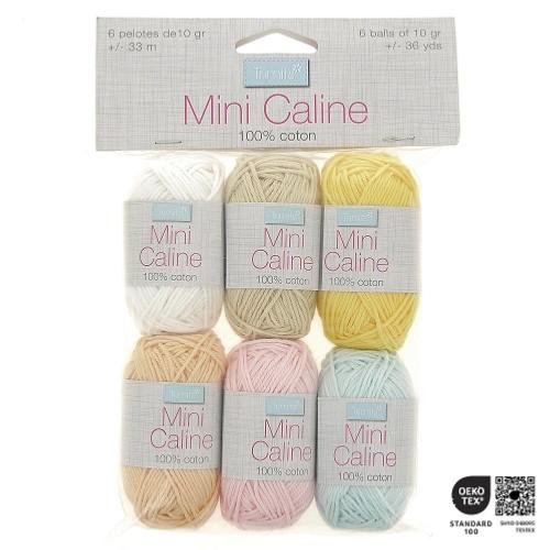 Sachet de 6 pelotes de coton Mini Caline - Couleurs Pastel
