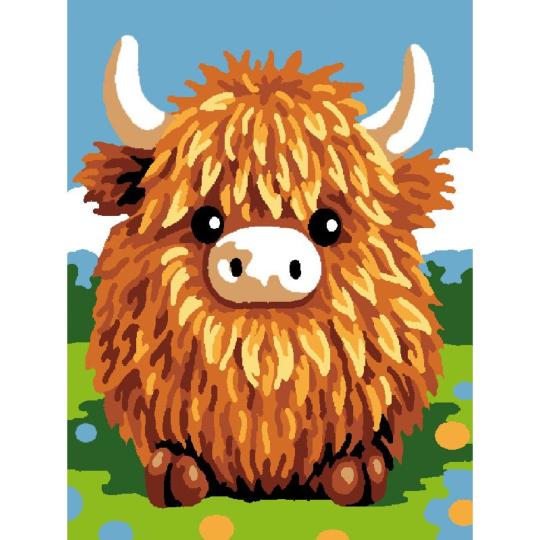 Vache Highland - Kit Canevas pour enfant - Luc Créations