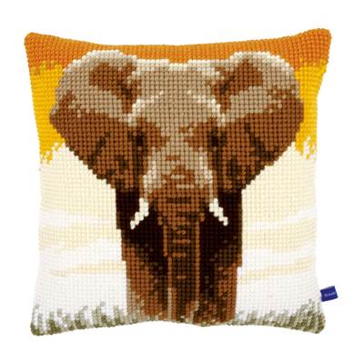 Coussin point de croix Éléphant dans la savane - Vervaco