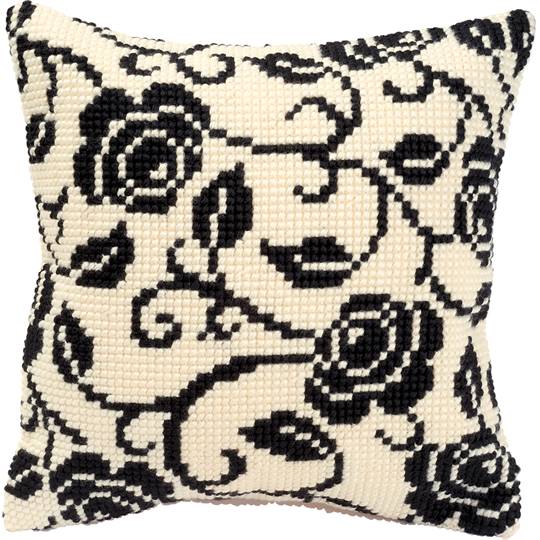 Roses Mystérieuses - kit Coussin gros trous - Vervaco