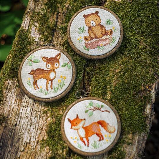 Miniatures Animaux de la Forêt lot de 3 - Kits point de croix - Vervaco