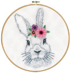 Lapin avec Fleurs - Kit broderie Créative - Vervaco