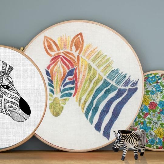 Zèbre Coloré - Kit de broderie traditionnelle