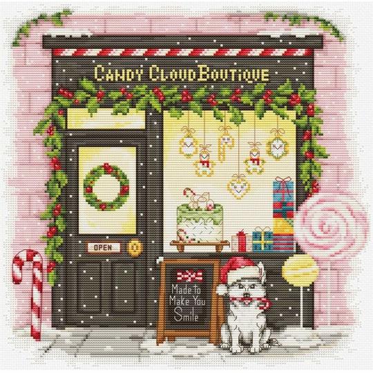 La confiserie enneigée - Kit point de croix boutique de Noël - Luca-S