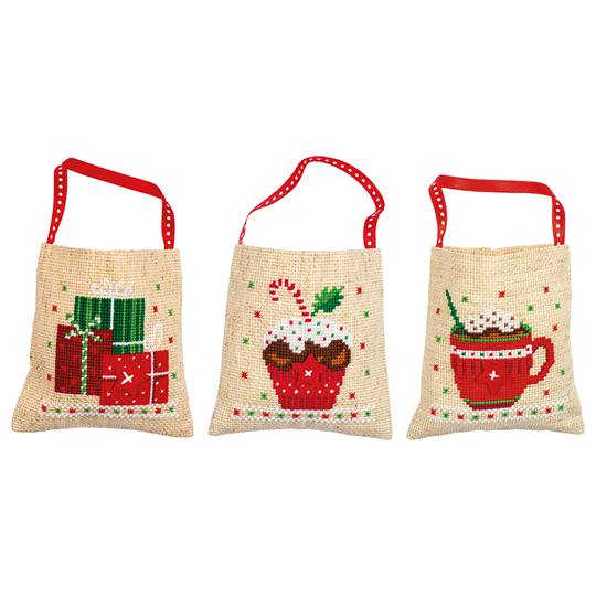 Kit Sachet Cadeau Motifs de Noël lot de 3 - Vervaco