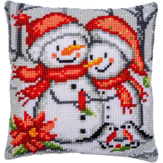 Kit coussin au point de croix – Bonhommes de Neige – Vervaco