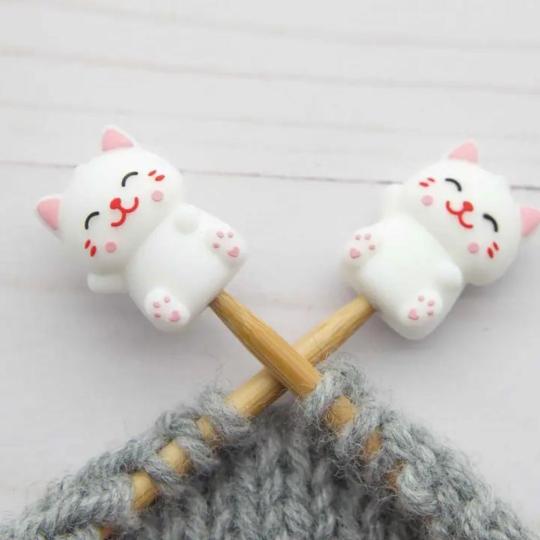 2 Protège-pointes pour Aiguilles et Crochets - Chat heureux