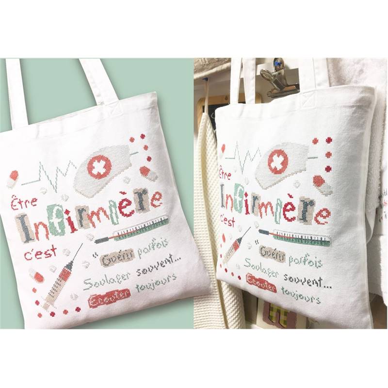 Kit Broderie Point de Croix Lilipoints - Tote-Bag L'infirmière S011