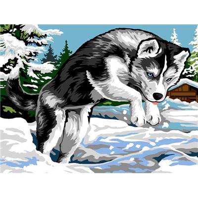 Jeu de Neige - Canevas Chien husky - SEG