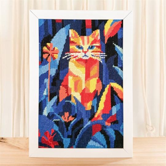 Chat Nocturne – Kit canevas complet 20 × 30 cm – Milpoint