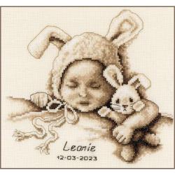 Bébé et Lapin - Kit point de croix Naissance - Vervaco
