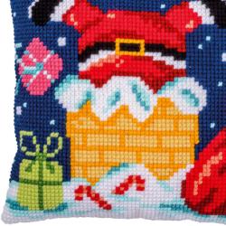 Kit coussin au point de croix Cheminée & Père Noël – Vervaco