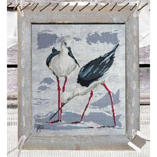 Couple d'échasses blanches - Fiche Isabelle Haccourt Vautier