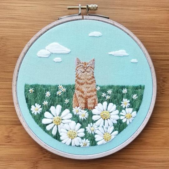 Happy Place - Chat - Kit broderie traditionnelle