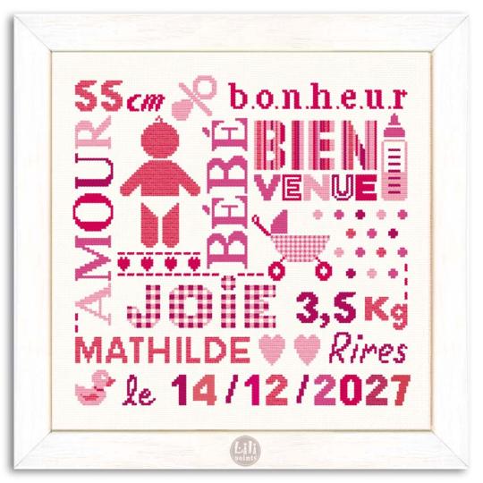 Pêle-Mêle Naissance - Fiche point de croix B012 - Lilipoints